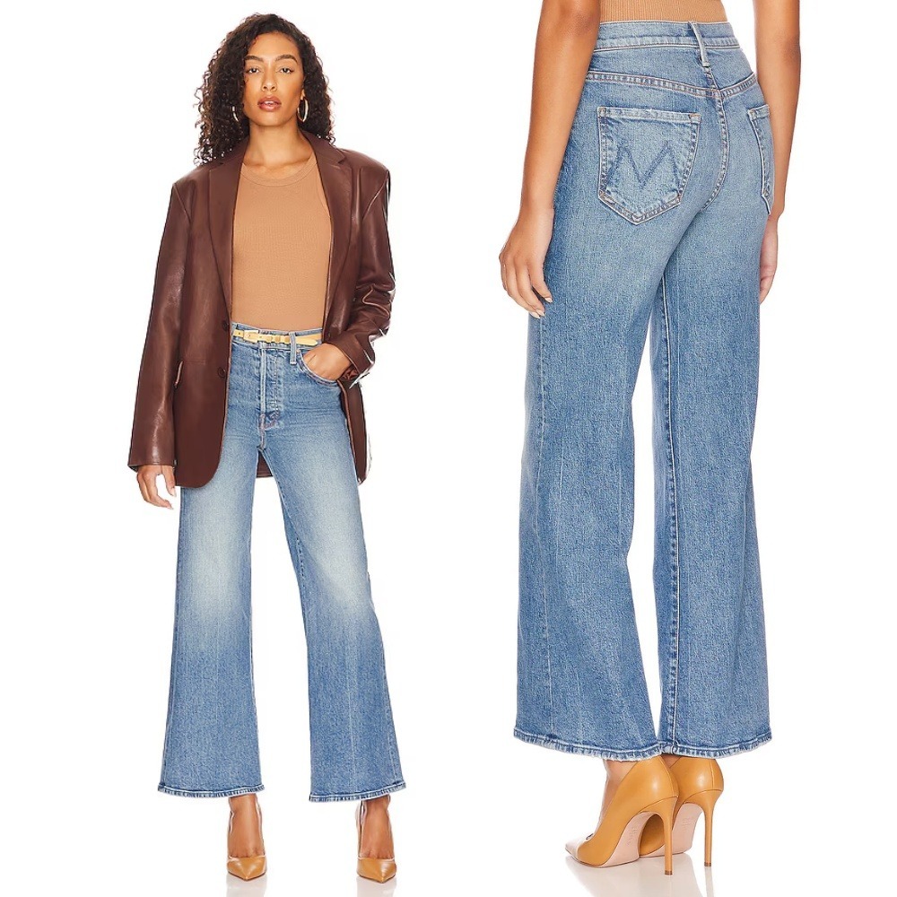 Mother The Tomcat Roller Jeans Other Moods 24  Blue Wide Leg